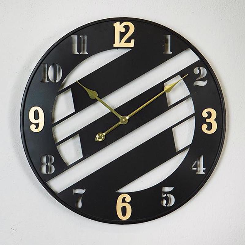 ESTHETI home Ρολόι Τοίχου Μεταλλικό Μαύρο/Χρυσό Φ60x4cm